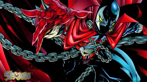 Female Spawn Nyx Wallpaper. A simple yet captivating graphic design art illustration of the female Spawn named Nyx, with her black body suit showing her curves and the famous red cape in a plain black backdrop.